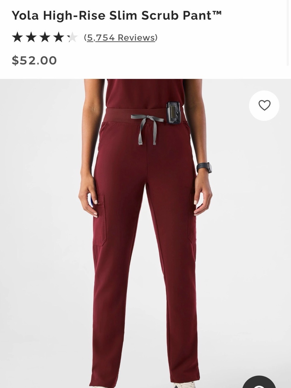 Figs Straight-Leg Scrub Pant - Burgundy